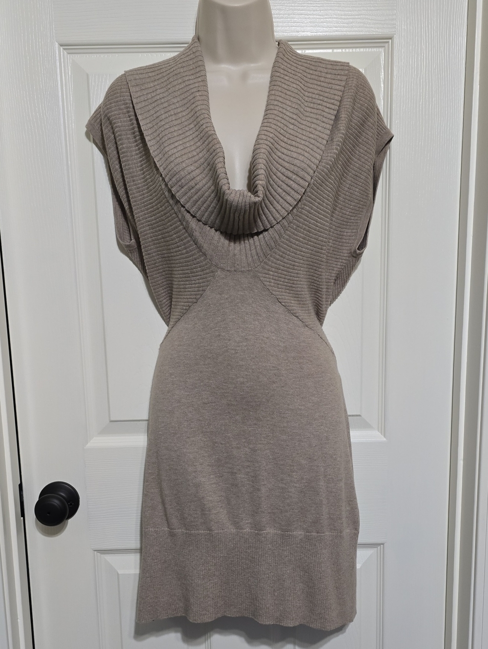 Banana Republic Taupe Cowl Neck Sleeveless Knit Tunic